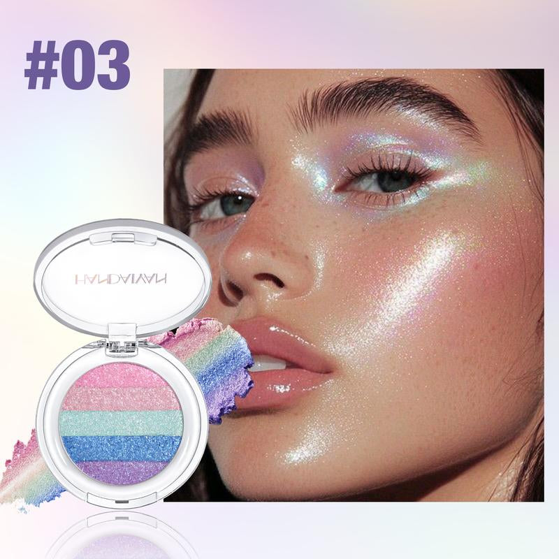 Chameleon Diamond Rainbow Multi-Use Highlighter and Eyeshadow Palette - Long-Lasting, High Pigment, Metallic Glitter Finish