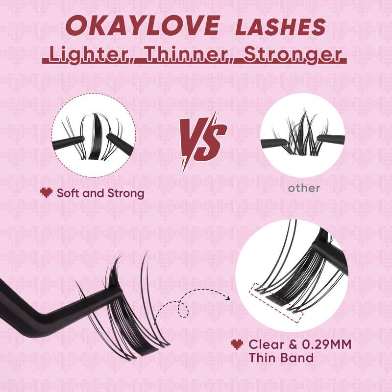 OKAYLOVE Lashes Cluster - Premium Soft Eyelash Extensions in 8/10/12/14/16/18MM, Ideal for DIY Natural Makeup, Perfect Gift for Beauty Enthusiasts