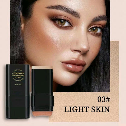 Professional Dual-Ended Foundation Concealer Stick with Built-In Brush - Multi-Use Concealer and Highlighter for Acne Marks and Flawless Nose Contouring