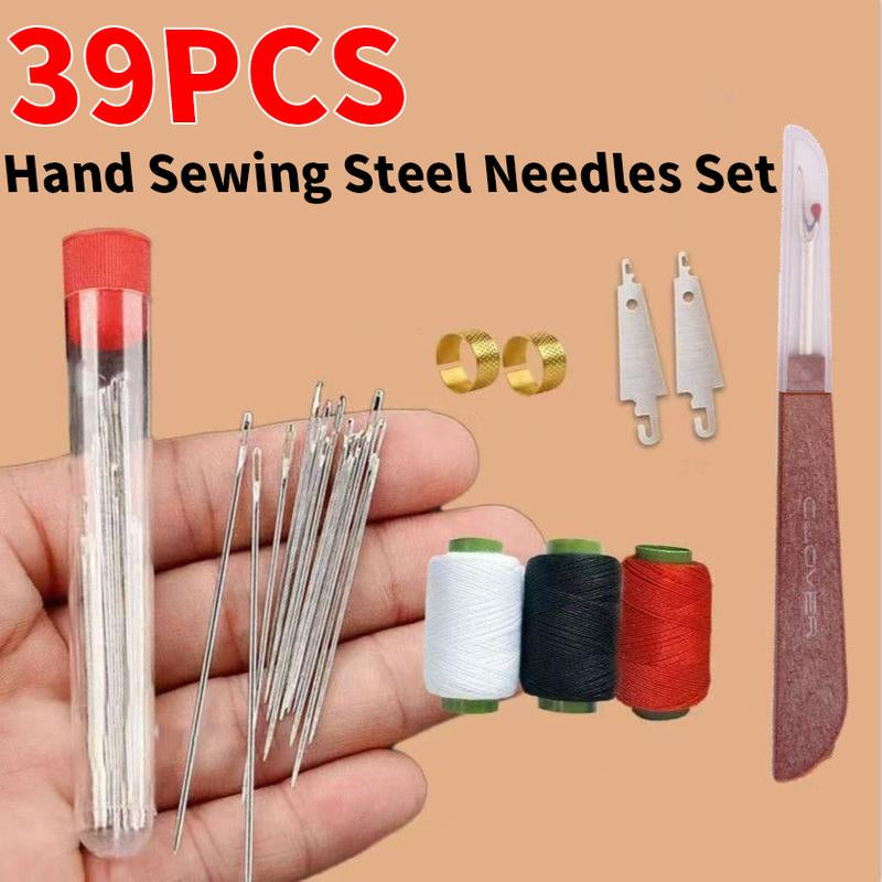 39-Piece Premium Steel Needles Set for Quilting and Sewing - Long and Thin Handmade Needles Kit for DIY Projects