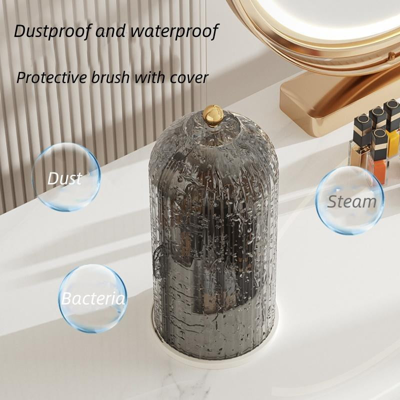 Elegant Rotatable Clear Makeup Brush Storage Box - Lightweight Organizer for Home and Travel, Perfect for Christmas Gifting