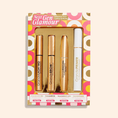 Grande Cosmetics Next Gen Glamour Set - Limited Edition Gift Set Featuring Grandelash-MD, Grandebrow, Grandemascara, and Grande Primer for Enhanced Lashes and Brows