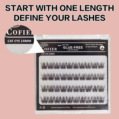 Cofier No-Glue Lash Clusters - 40 Piece Self-Adhesive Eyelash Set with Uniform Lengths (10/12/14mm) for Effortless, Natural Application Suitable for Beginners