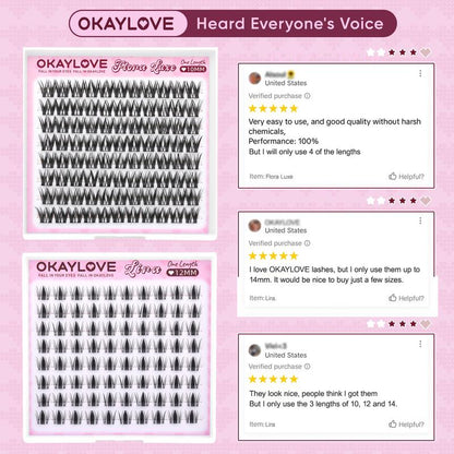OKAYLOVE Lashes Cluster - Premium Soft Eyelash Extensions in 8/10/12/14/16/18MM, Ideal for DIY Natural Makeup, Perfect Gift for Beauty Enthusiasts