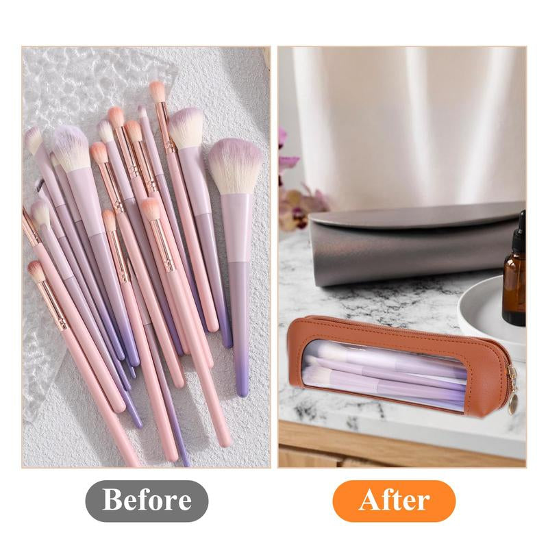 Portable Makeup Brush Organizer with Zipper: Ideal for Cosmetics, Stationery, and Travel