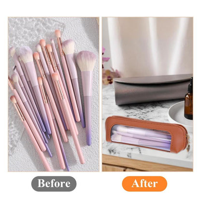 Portable Makeup Brush Organizer with Zipper: Ideal for Cosmetics, Stationery, and Travel