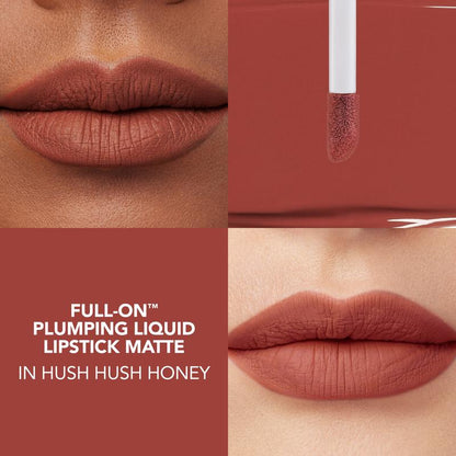 BUXOM Full-On Plumping Liquid Lipstick Matte - Long-Lasting Comfort with Hyaluronic Acid and Peptide Complex, Transfer-Proof Formula