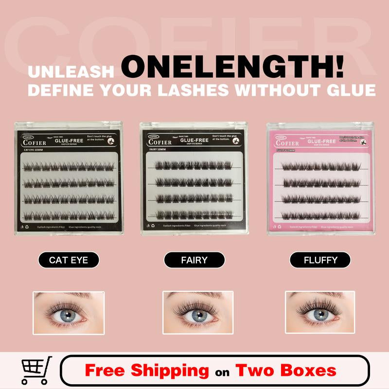 Cofier No-Glue Lash Clusters - 40 Piece Self-Adhesive Eyelash Set with Uniform Lengths (10/12/14mm) for Effortless, Natural Application Suitable for Beginners
