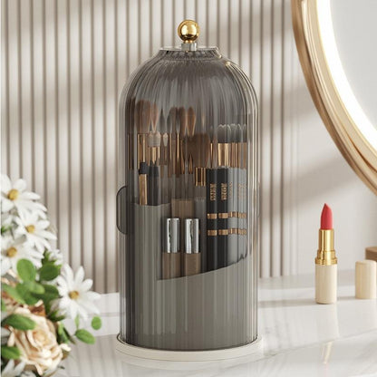 Elegant Rotatable Clear Makeup Brush Storage Box - Lightweight Organizer for Home and Travel, Perfect for Christmas Gifting