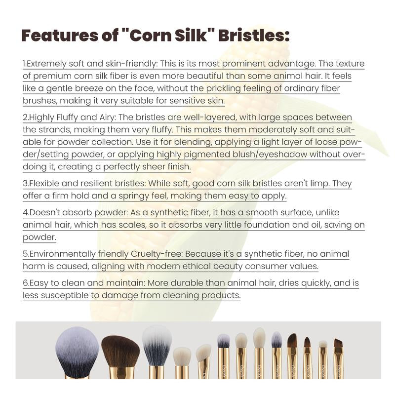 Gold 13-Piece Professional Makeup Brush Set - Ultra-Soft, Eco-Friendly Natural Hair Brushes - Perfect Gift Set and Easy to Clean