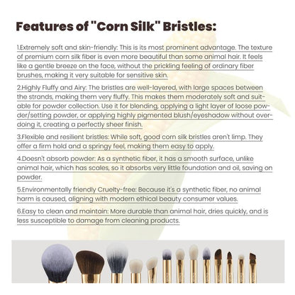 Gold 13-Piece Professional Makeup Brush Set - Ultra-Soft, Eco-Friendly Natural Hair Brushes - Perfect Gift Set and Easy to Clean