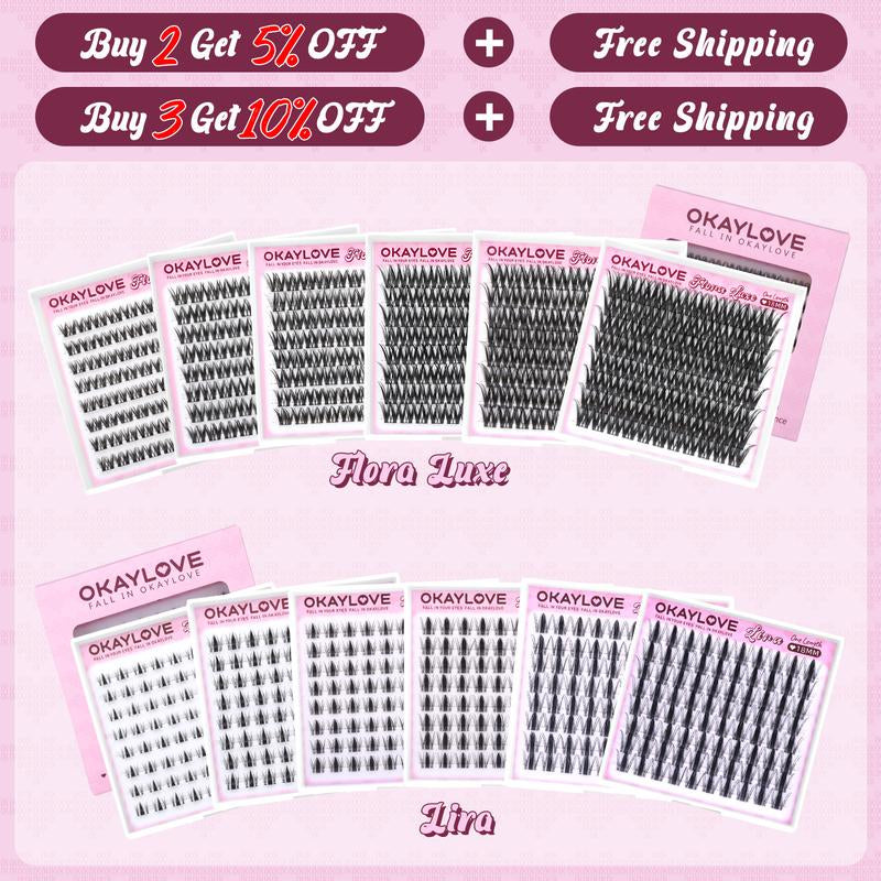 OKAYLOVE Lashes Cluster - Premium Soft Eyelash Extensions in 8/10/12/14/16/18MM, Ideal for DIY Natural Makeup, Perfect Gift for Beauty Enthusiasts