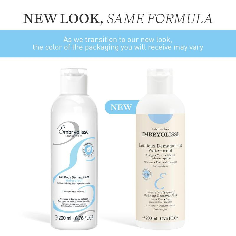 Embryolisse Gentle Waterproof Makeup Remover Milk - 4-in-1 Hydrating Facial Cleanser for Sensitive Skin with Aloe Vera and Shea Butter, 6.76 Fl Oz