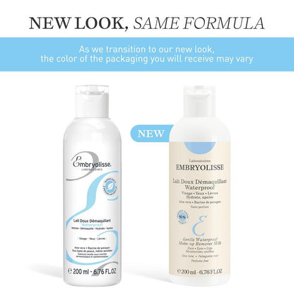 Embryolisse Gentle Waterproof Makeup Remover Milk - 4-in-1 Hydrating Facial Cleanser for Sensitive Skin with Aloe Vera and Shea Butter, 6.76 Fl Oz