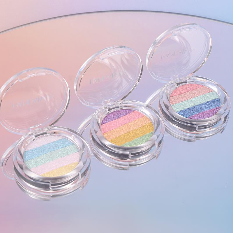 Chameleon Diamond Rainbow Multi-Use Highlighter and Eyeshadow Palette - Long-Lasting, High Pigment, Metallic Glitter Finish