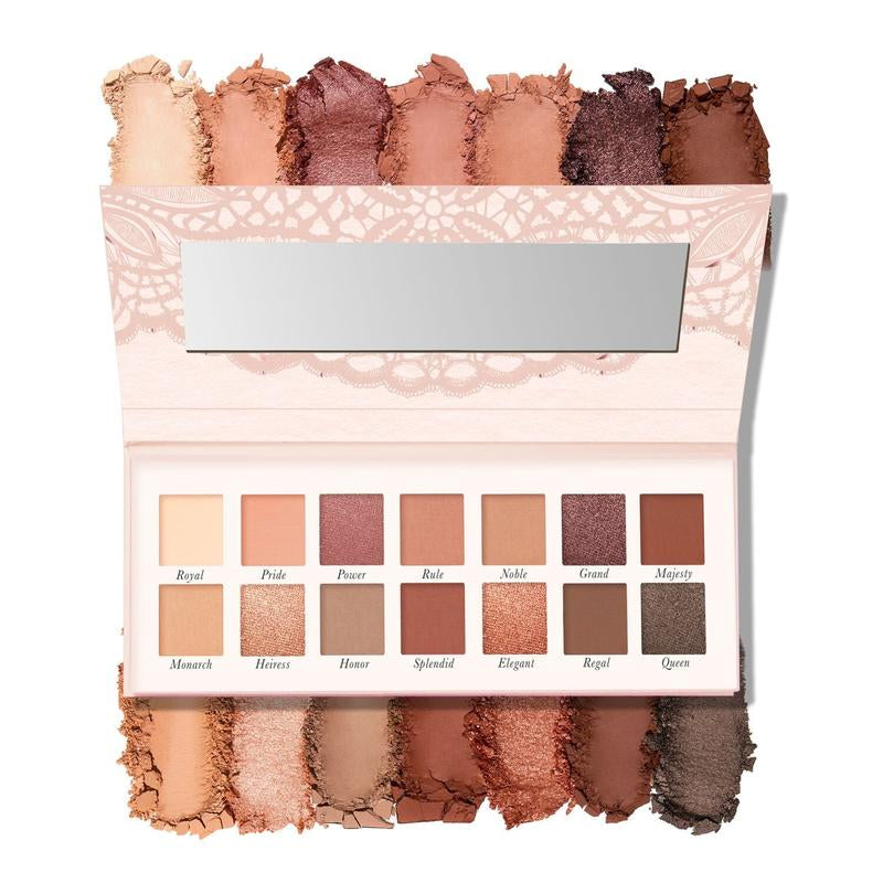 Reigning Rose 14-Color Multi-Finish Eyeshadow Palette: Highly Pigmented Glitter, Matte, and Suede Finishes