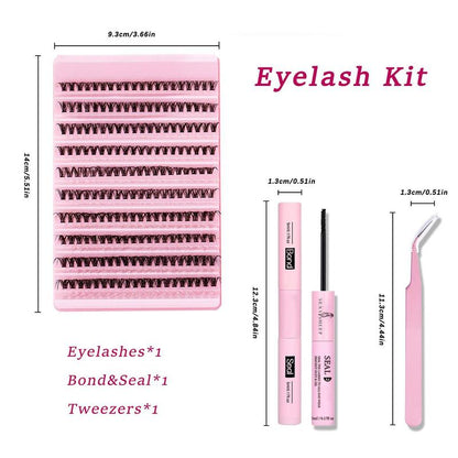 Eyelash Cluster Set - 200 Pieces DIY Eyelash Extension Kit with 30D Clusters, Bond, and Tweezers for Home Use, Ideal for Beginners and Valentine's Day Gifts, Lightweight and Natural Finish