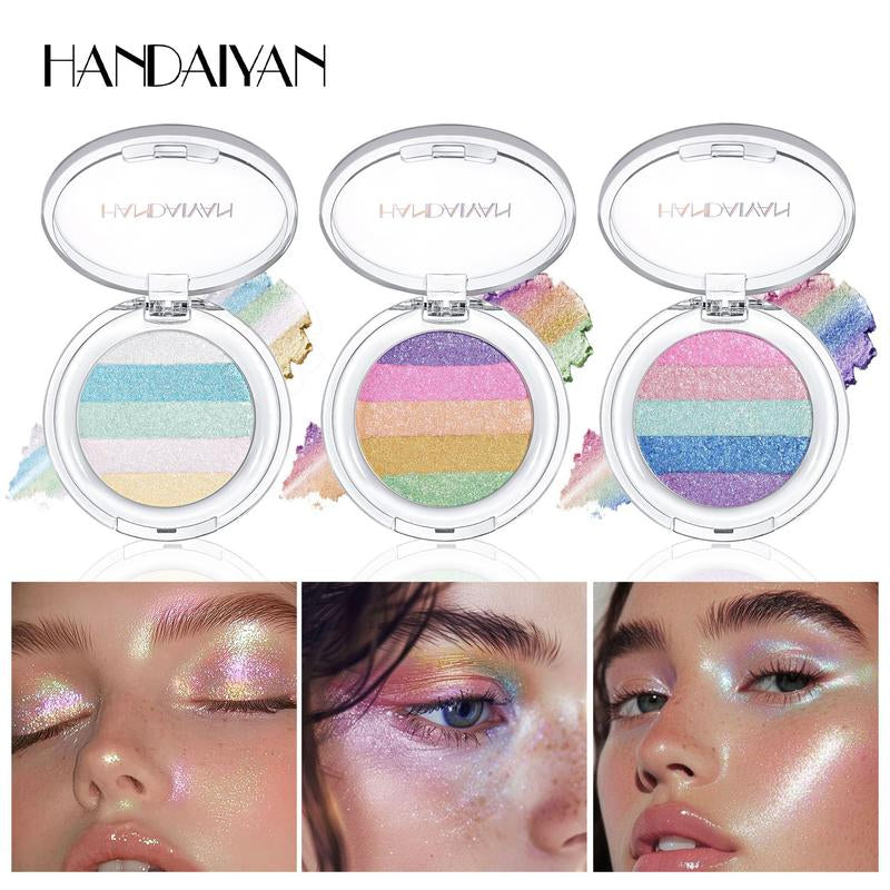 Chameleon Diamond Rainbow Multi-Use Highlighter and Eyeshadow Palette - Long-Lasting, High Pigment, Metallic Glitter Finish
