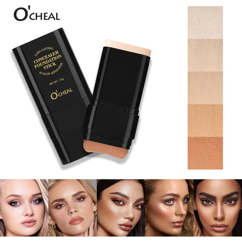 Autumn Freshness Dual-Ended Foundation Stick - 5 Shades, 2-in-1 Concealer & Highlighter for Flawless Skin, Long-Lasting Wear, Ideal Gift for Daily Use
