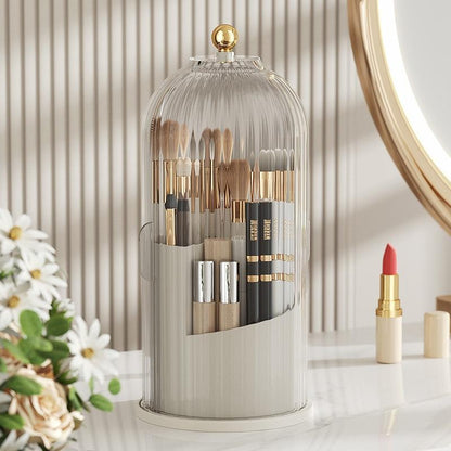 Elegant Rotatable Clear Makeup Brush Storage Box - Lightweight Organizer for Home and Travel, Perfect for Christmas Gifting