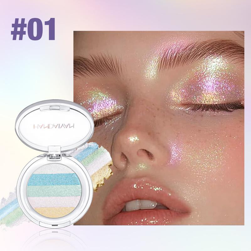 Chameleon Diamond Rainbow Multi-Use Highlighter and Eyeshadow Palette - Long-Lasting, High Pigment, Metallic Glitter Finish