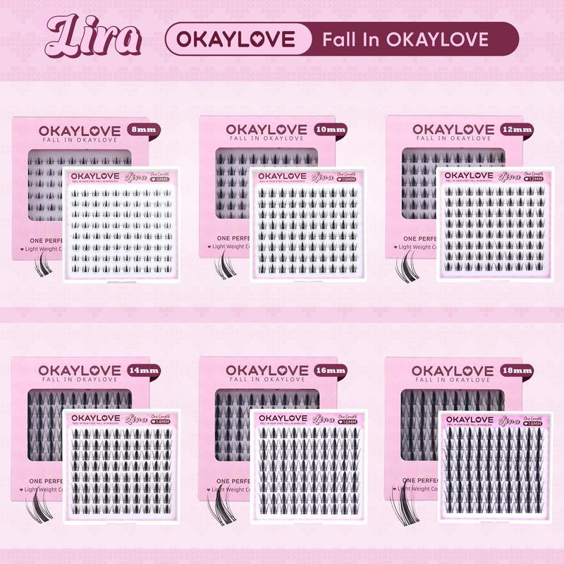 OKAYLOVE Lashes Cluster - Premium Soft Eyelash Extensions in 8/10/12/14/16/18MM, Ideal for DIY Natural Makeup, Perfect Gift for Beauty Enthusiasts