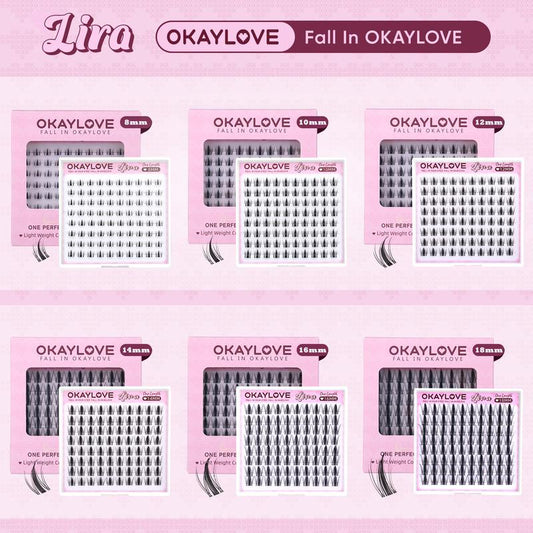 OKAYLOVE Lashes Cluster - Premium Soft Eyelash Extensions in 8/10/12/14/16/18MM, Ideal for DIY Natural Makeup, Perfect Gift for Beauty Enthusiasts