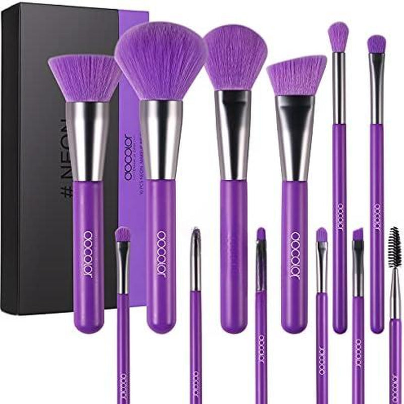 10-Piece Synthetic Kabuki Makeup Brush Set for Foundation, Contour, Blush, Concealer, and Eye Shadow - Neon Green