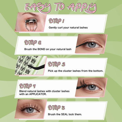 KEYYOU Cat Eye DIY Lash Extension Kit - Ultra-Thin Invisible Band, Waterproof, Long-Lasting Clusters; Beginner-Friendly Velvet Lashes