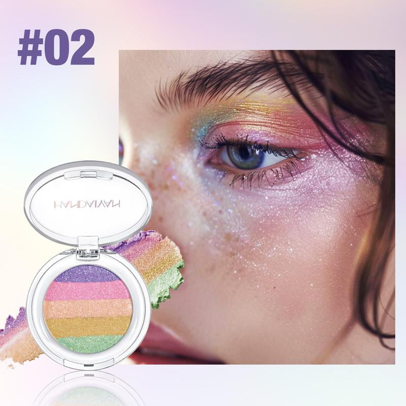 Chameleon Diamond Rainbow Multi-Use Highlighter and Eyeshadow Palette - Long-Lasting, High Pigment, Metallic Glitter Finish