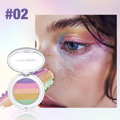 Chameleon Diamond Rainbow Multi-Use Highlighter and Eyeshadow Palette - Long-Lasting, High Pigment, Metallic Glitter Finish