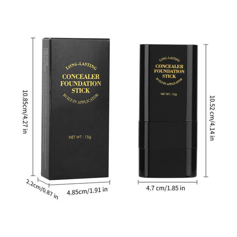 Professional Dual-Ended Foundation Concealer Stick with Built-In Brush - Multi-Use Concealer and Highlighter for Acne Marks and Flawless Nose Contouring