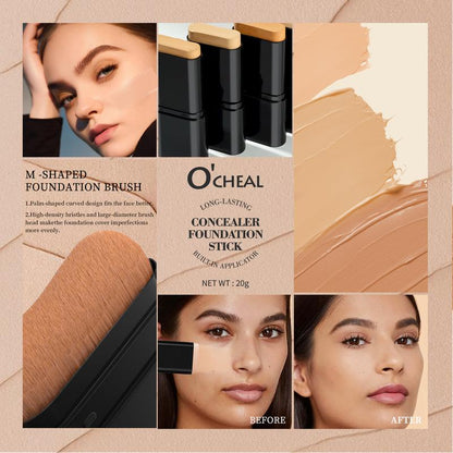 Autumn Freshness Dual-Ended Foundation Stick - 5 Shades, 2-in-1 Concealer & Highlighter for Flawless Skin, Long-Lasting Wear, Ideal Gift for Daily Use