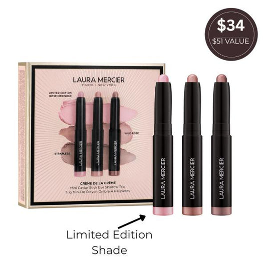 Laura Mercier Limited Edition Mini Caviar Stick Eye Shadow Trio - 24HR Wear Holiday Collection with New Shade for Glamorous Eyes