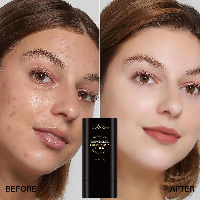Long-Lasting Concealer Foundation Stick - 15g Lightweight Waterproof, Smudge-Proof, and Easy-Application Makeup Tool for Daily Flawless Skin