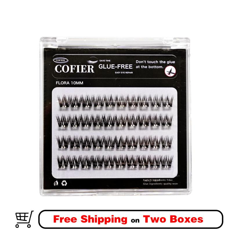 Cofier No-Glue Lash Clusters - 40 Piece Self-Adhesive Eyelash Set with Uniform Lengths (10/12/14mm) for Effortless, Natural Application Suitable for Beginners