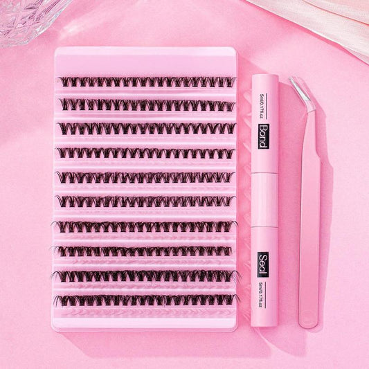 Eyelash Cluster Set - 200 Pieces DIY Eyelash Extension Kit with 30D Clusters, Bond, and Tweezers for Home Use, Ideal for Beginners and Valentine's Day Gifts, Lightweight and Natural Finish