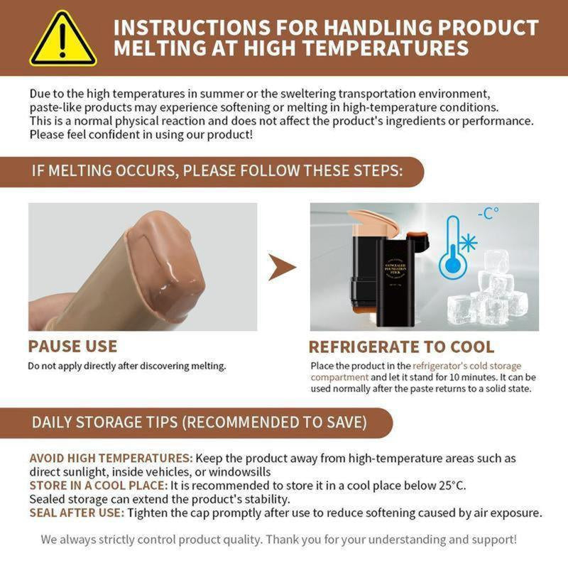 Professional Dual-Ended Foundation Concealer Stick with Built-In Brush - Multi-Use Concealer and Highlighter for Acne Marks and Flawless Nose Contouring