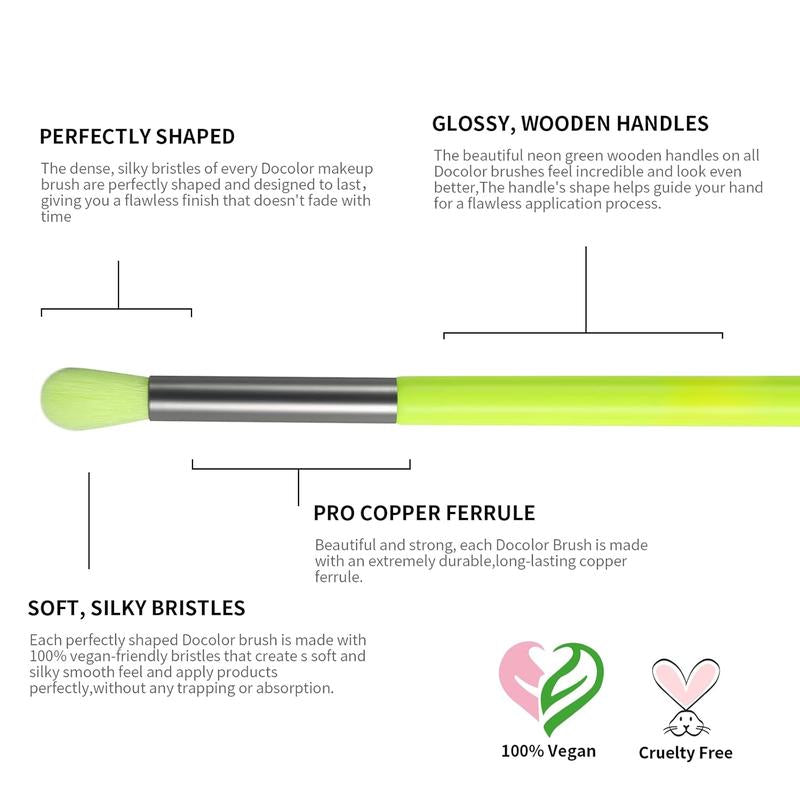 10-Piece Synthetic Kabuki Makeup Brush Set for Foundation, Contour, Blush, Concealer, and Eye Shadow - Neon Green