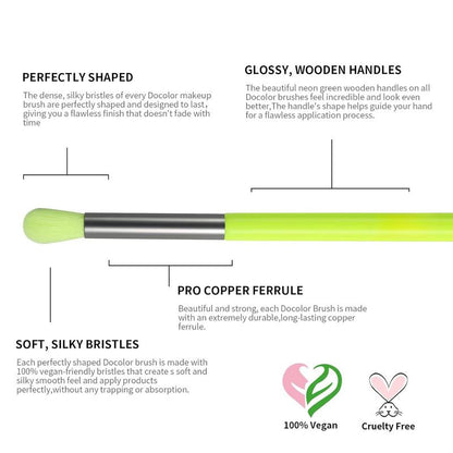 10-Piece Synthetic Kabuki Makeup Brush Set for Foundation, Contour, Blush, Concealer, and Eye Shadow - Neon Green
