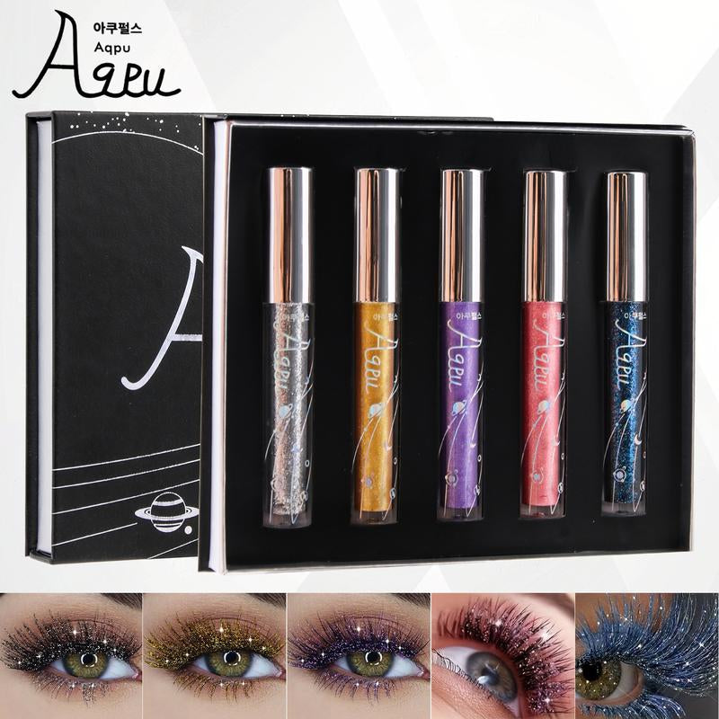 5-Color Waterproof Mascara Set with Curling Effect - Smudge-Proof Formula for Eyelash Extensions, Ideal for Parties, Festivals, and Halloween