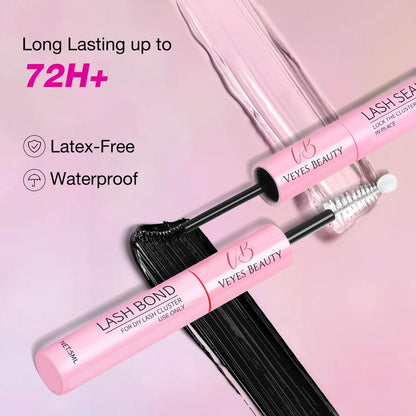 VEYESBEAUTY VB-Ribbon Cluster Individual Lash Extensions - Layered Wispy Faux Mink for Effortless DIY Application and Home Makeup