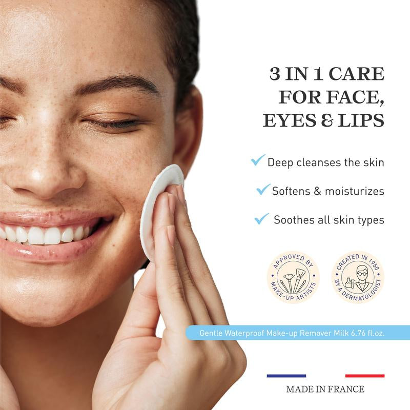 Embryolisse Gentle Waterproof Makeup Remover Milk - 4-in-1 Hydrating Facial Cleanser for Sensitive Skin with Aloe Vera and Shea Butter, 6.76 Fl Oz