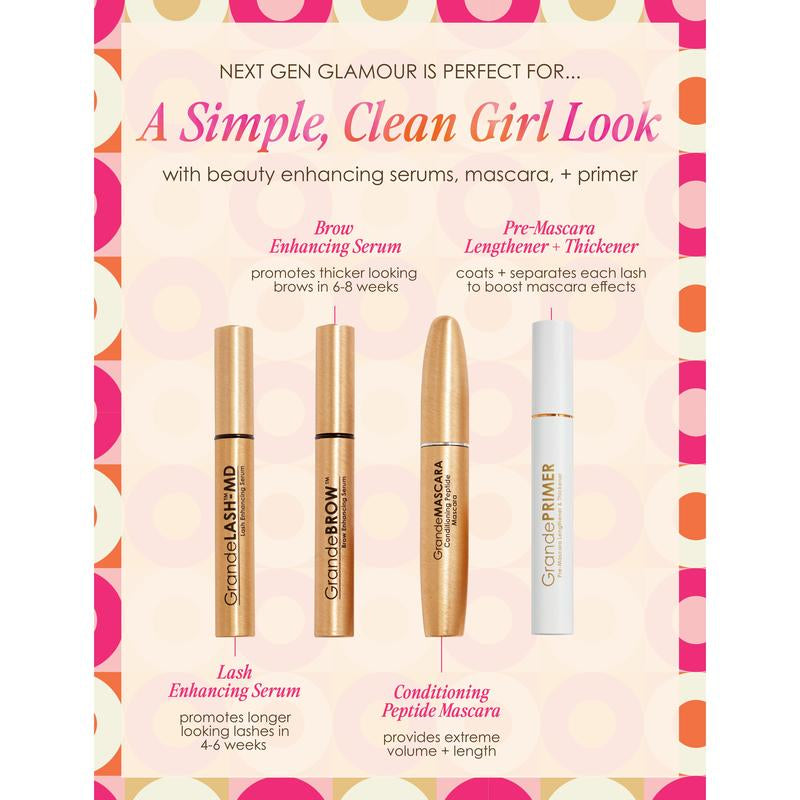 Grande Cosmetics Next Gen Glamour Set - Limited Edition Gift Set Featuring Grandelash-MD, Grandebrow, Grandemascara, and Grande Primer for Enhanced Lashes and Brows