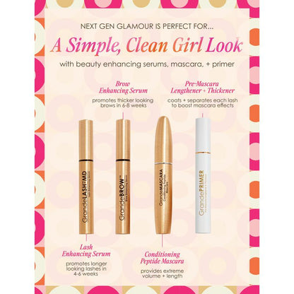 Grande Cosmetics Next Gen Glamour Set - Limited Edition Gift Set Featuring Grandelash-MD, Grandebrow, Grandemascara, and Grande Primer for Enhanced Lashes and Brows