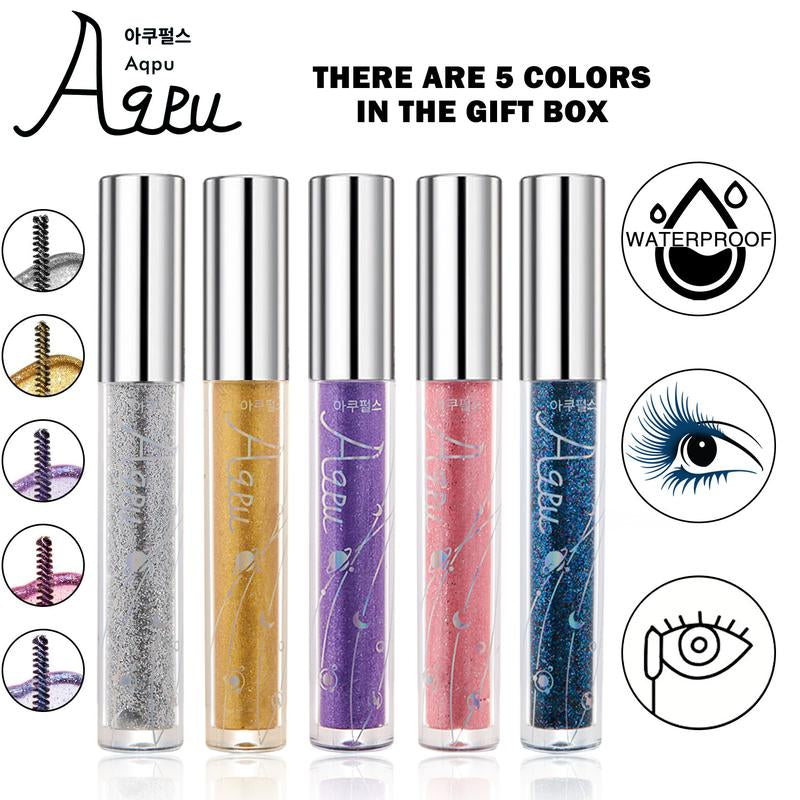 5-Color Waterproof Mascara Set with Curling Effect - Smudge-Proof Formula for Eyelash Extensions, Ideal for Parties, Festivals, and Halloween