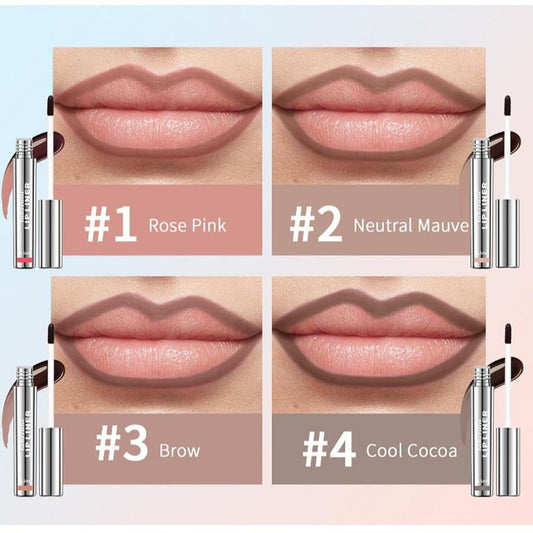 Premium Waterproof Peel-Off Lip Liner Stain Set - 4 Pieces of Matte Lip Tint with 24H Color Hold, Effortless Precision, and Full Coverage for All Skin Types