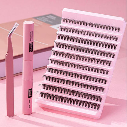 Eyelash Cluster Set - 200 Pieces DIY Eyelash Extension Kit with 30D Clusters, Bond, and Tweezers for Home Use, Ideal for Beginners and Valentine's Day Gifts, Lightweight and Natural Finish