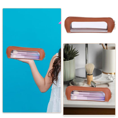 Portable Makeup Brush Organizer with Zipper: Ideal for Cosmetics, Stationery, and Travel