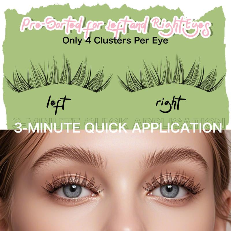 KEYYOU Cat Eye DIY Lash Extension Kit - Ultra-Thin Invisible Band, Waterproof, Long-Lasting Clusters; Beginner-Friendly Velvet Lashes